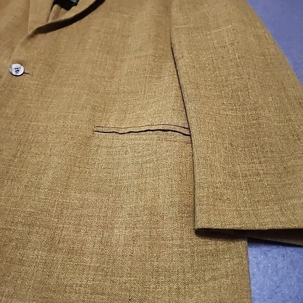 Men's Vintage 1960's The Gay Blade Heathered Moss Green Single Button Blazer - Picture 2 of 10